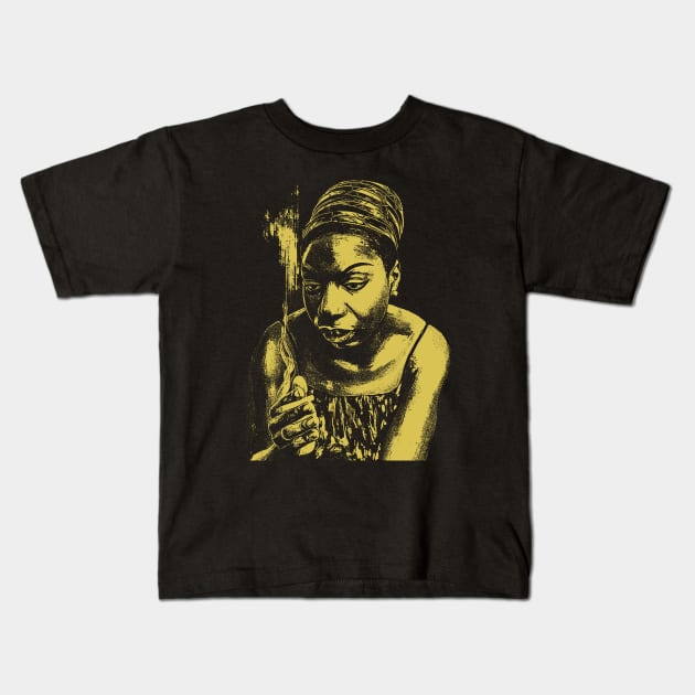YELLOW Nina Simone Kids T-Shirt by KIBOY777
